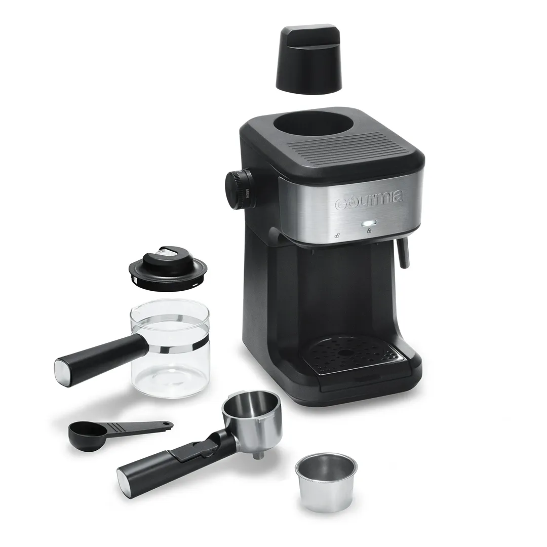 4 Shot Steam Espresso Maker with Frothing Wand- Black - Kaedas