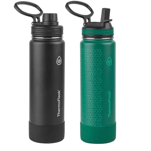 Insulated Water Bottles - 24 Oz Silver - 2 Pack - Kaedas