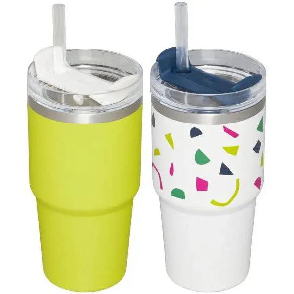 2pk 20oz Stainless Steel H2.0 Flowstate Quencher Tumblers - Abstract Geos/Electric Yellow - Kaedas