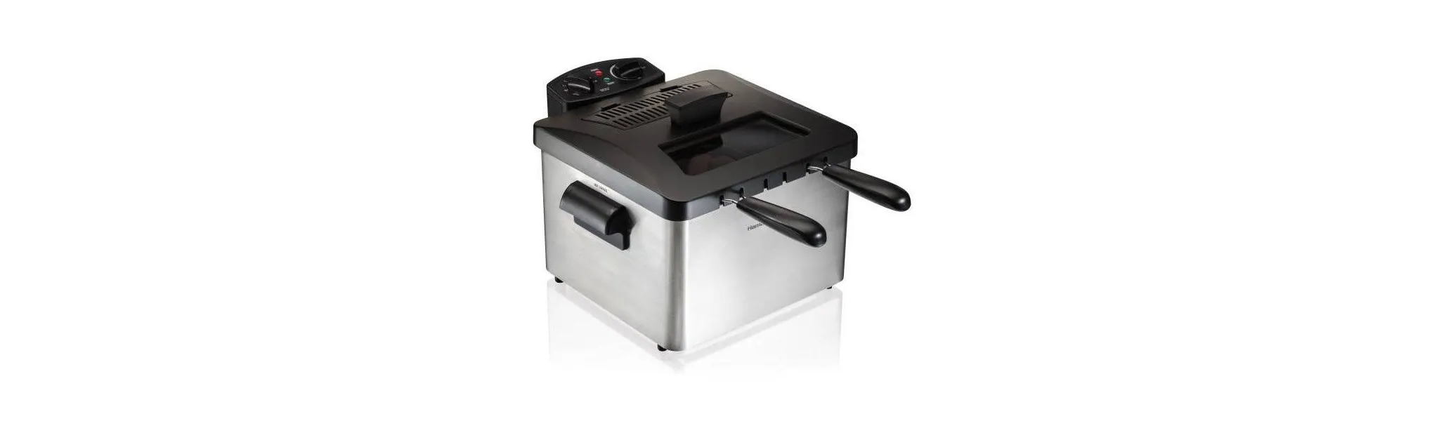 3qt Double Deep Fryer 35036: Electric Oil Fryer, 1800W, Dishwasher-Safe Parts, Cast Aluminum, Gray - Kaedas