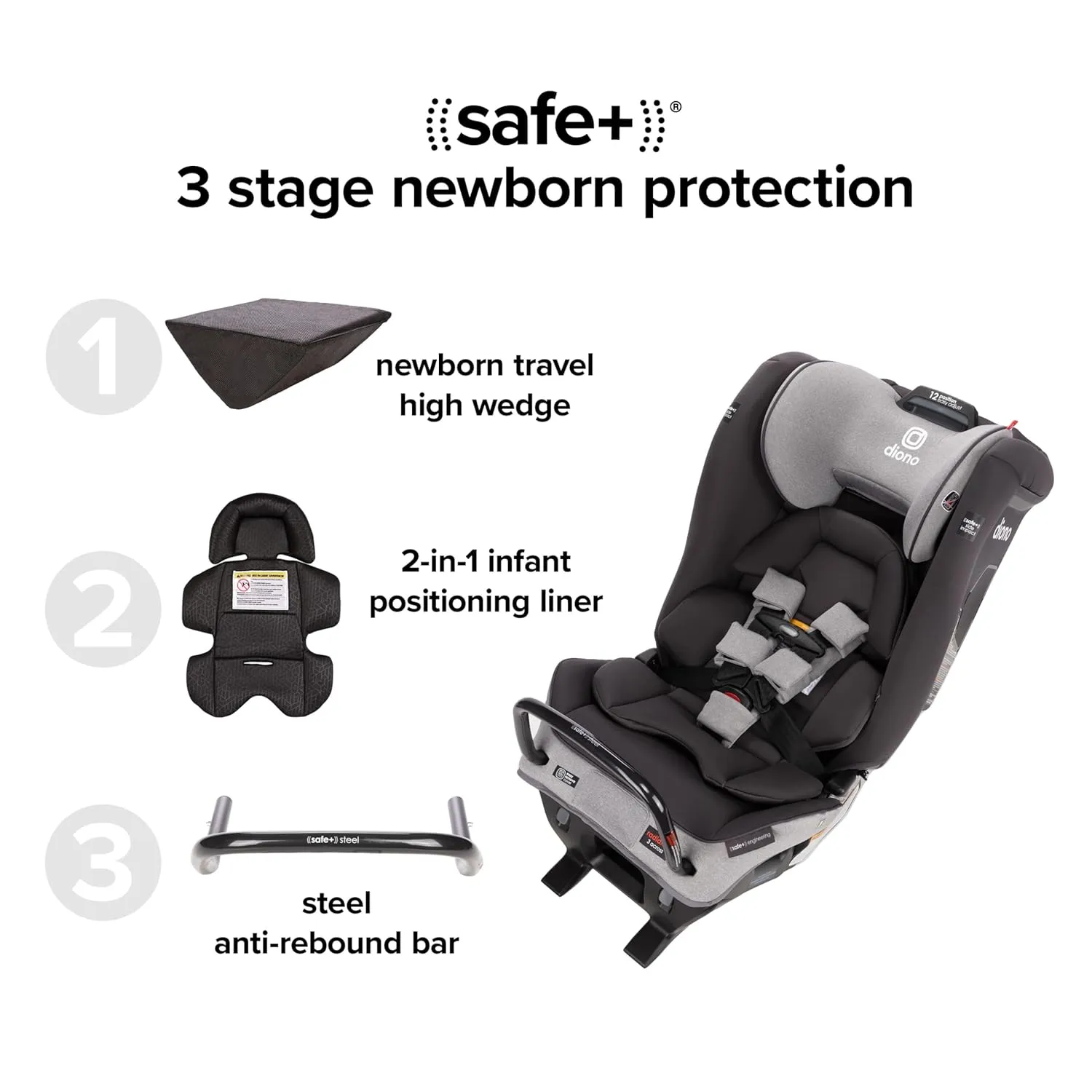 Radian 3RXT SafePlus All-in-One Convertible Car Seat - Gray Slate - Kaedas