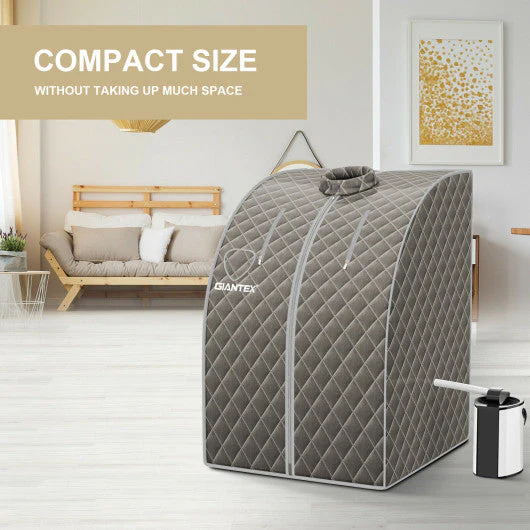 Portable Personal Steam Sauna Spa With 3L Blast-Proof Steamer Chair-Gray - Kaedas