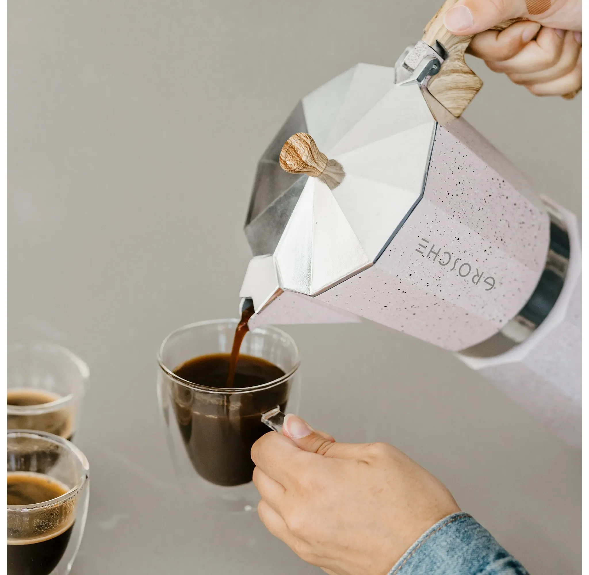 Milano Stone Stovetop Espresso Maker, 12 Cup, Blush Pink - Kaedas