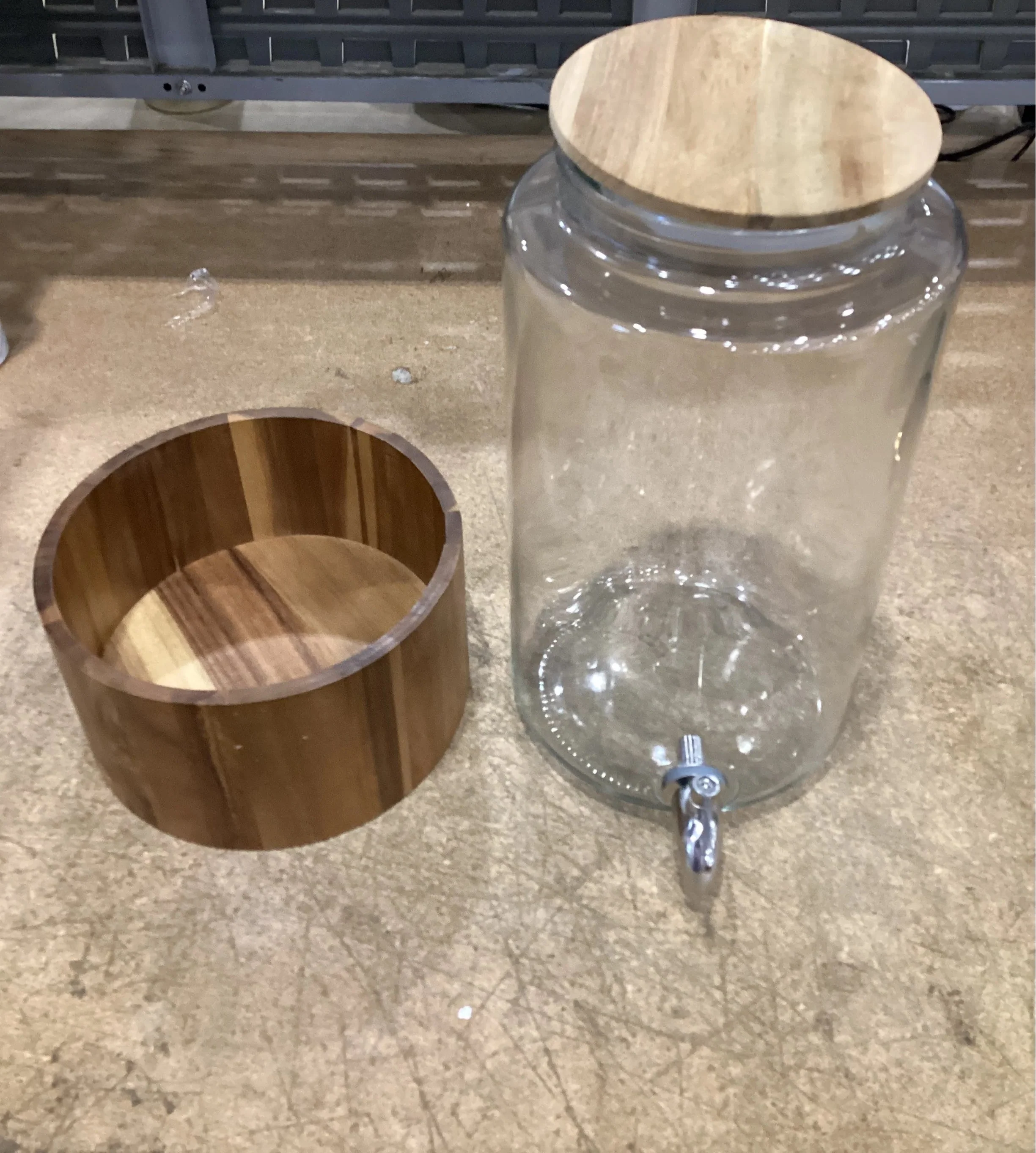 Studio Tu Glass Drink Dispenser with Acacia Wood Stand (See Description) - Kaedas