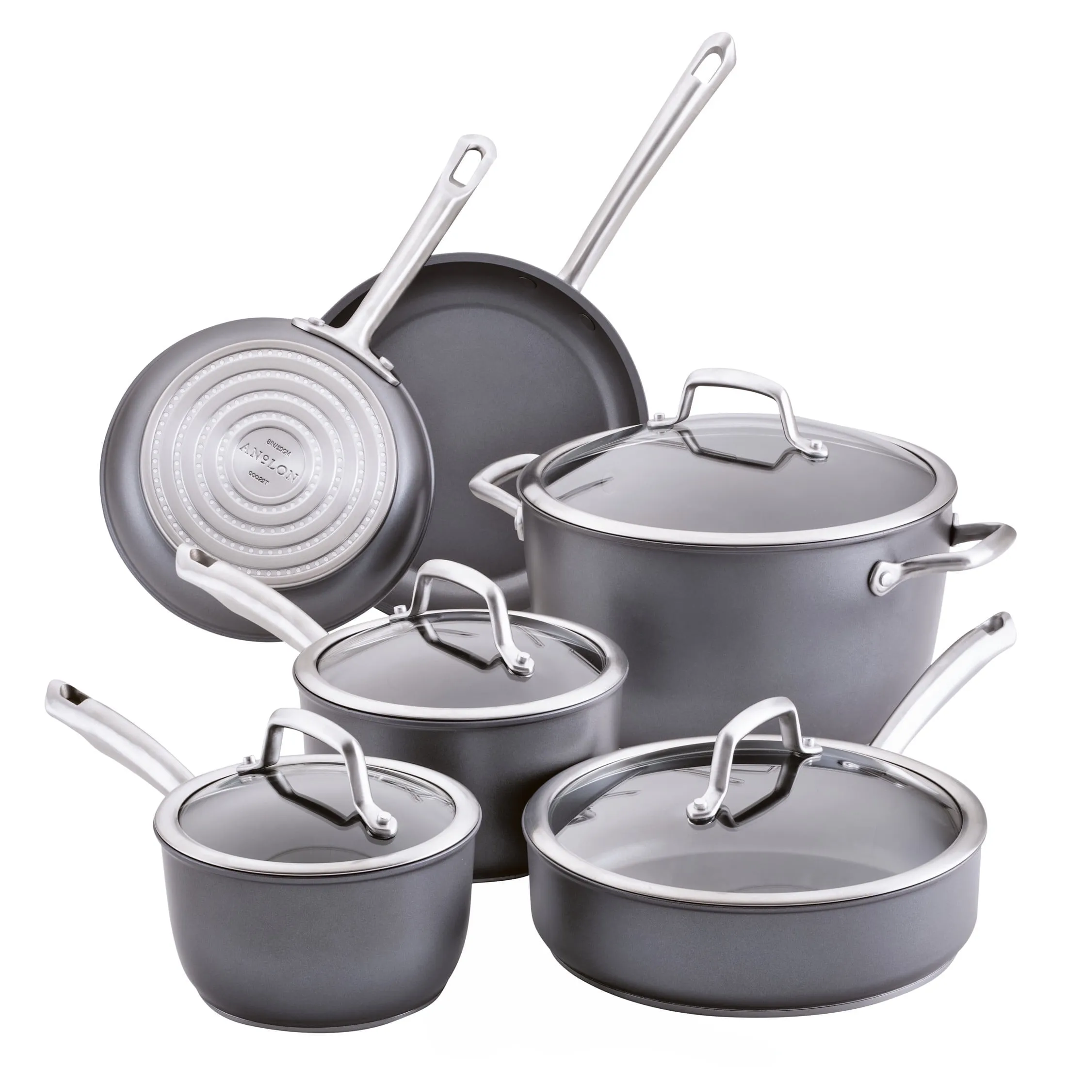 Accolade 10 Piece Hard Anodized Nonstick Induction Cookware Set, Gray - Kaedas