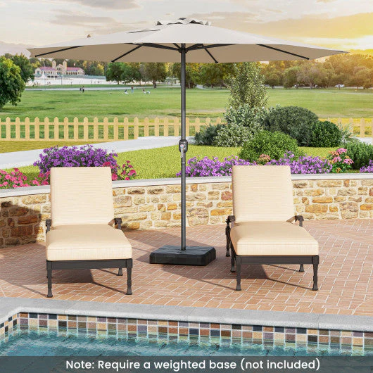 12 Feet Patio Umbrella With Crank Handle and 8 Sturdy Ribs-Beige - Kaedas