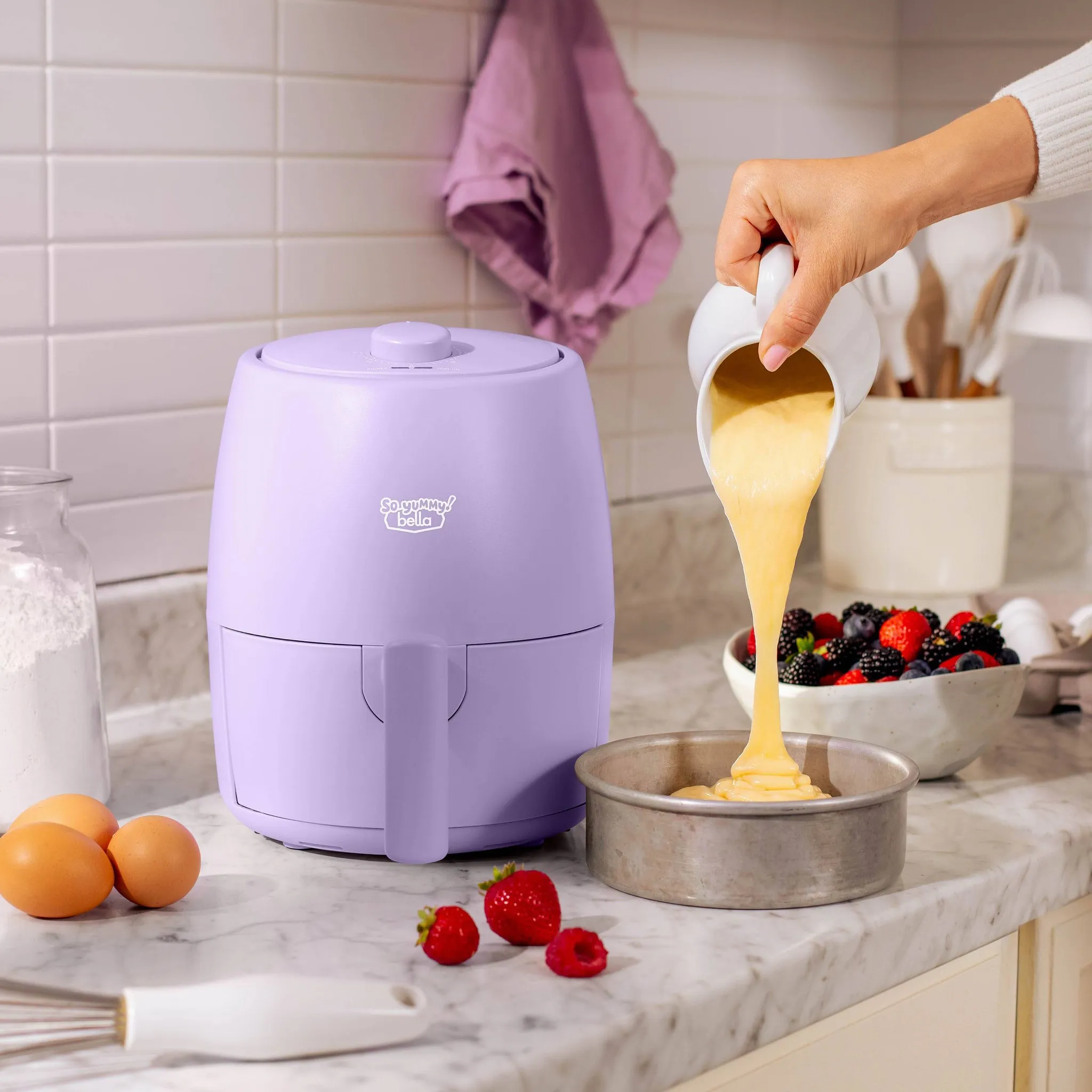 2Qt Lavender Air Fryer with 1200W Power and Dishwasher-Safe Parts - Kaedas
