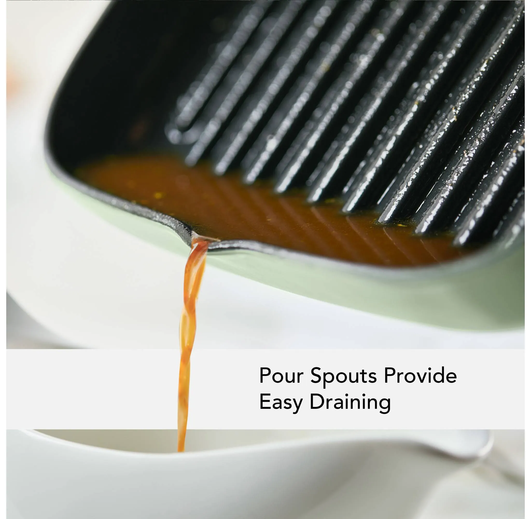 Enameled Cast Iron Square Grill and Roasting Pan, 11-Inch - Pistachio - Kaedas