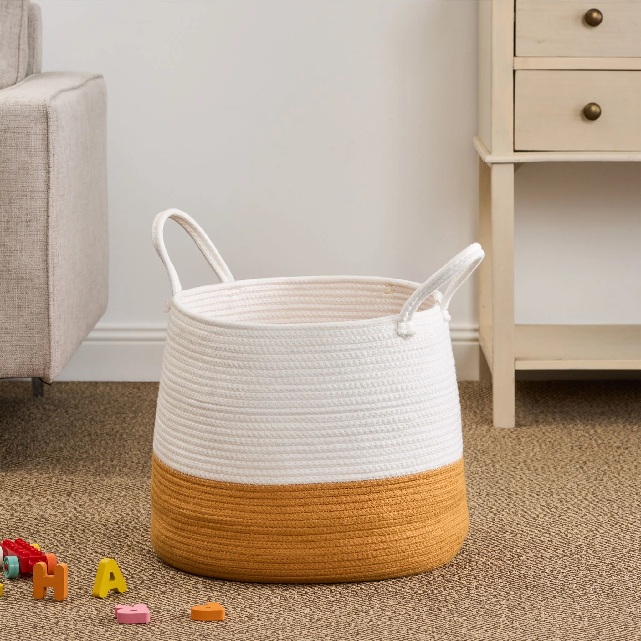 Francis - Cotton Round Laundry and Storage Basket - Kaedas