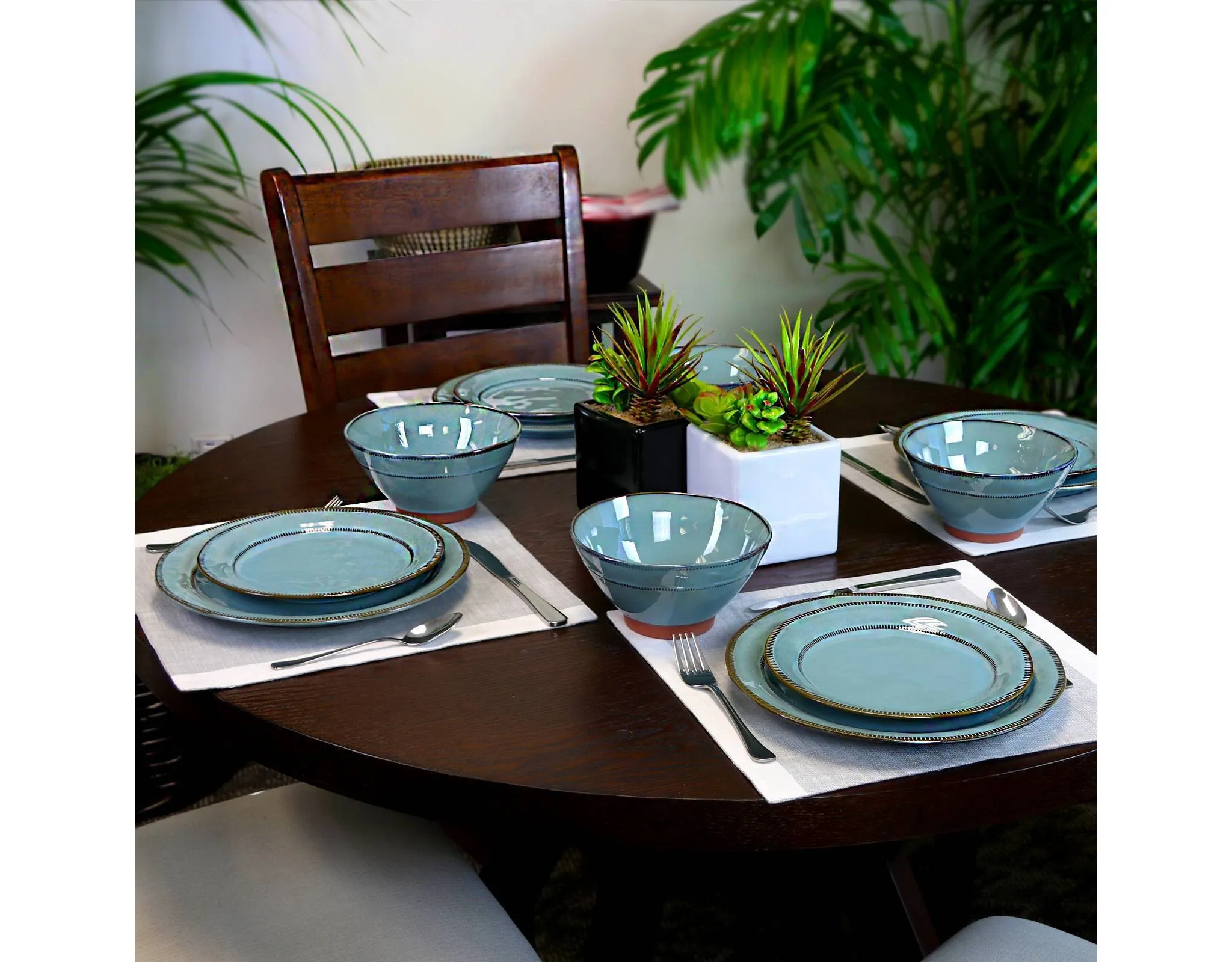 12pc Dinnerware Set - Blue - Kaedas