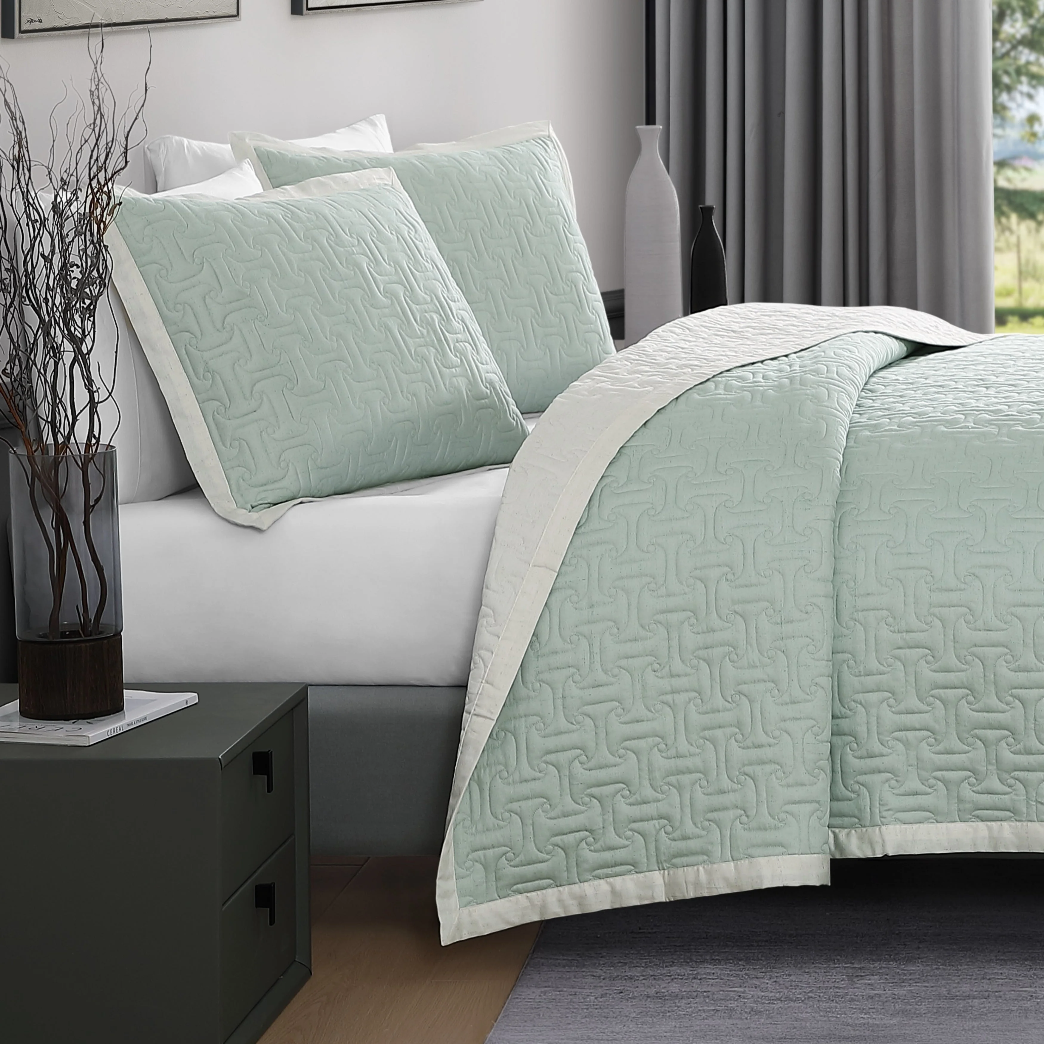 Bebejan 3 Piece Textured Quilted Coverlet Set - Kaedas