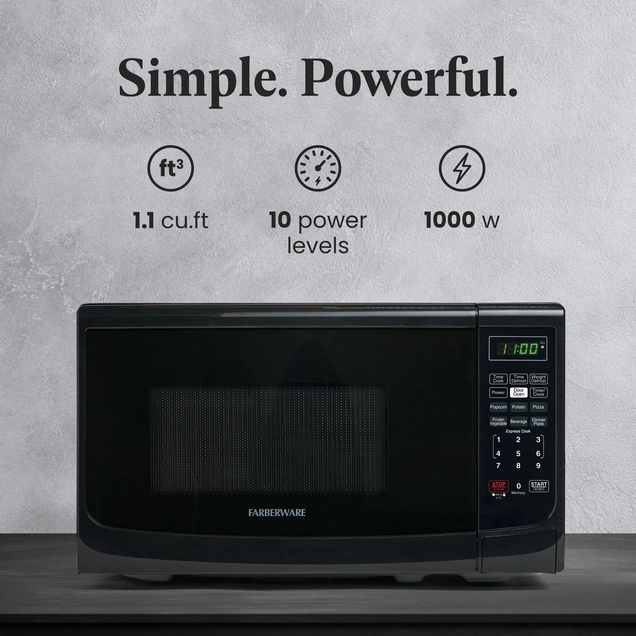 Classic 0.7 Cu. Ft. 700-Watt Microwave Oven, Black - Kaedas