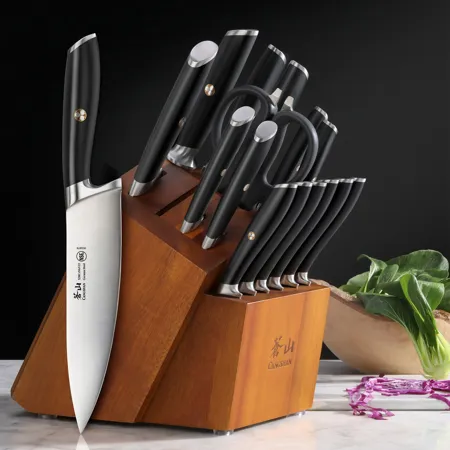17-Piece German Steel Forged Knife Set - Natural Wood - Kaedas
