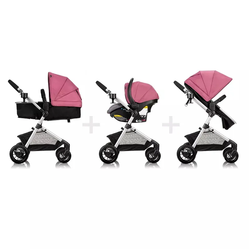 Pivot Modular Travel System With SafeMax Car Seat - Dusty Rose - Kaedas