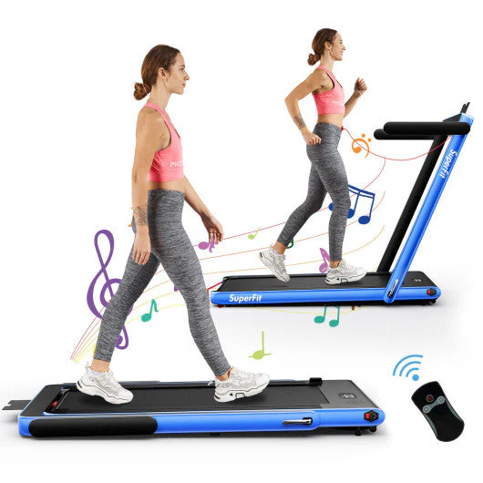 2.25HP 2 in 1 Folding Treadmill With APP Speaker Remote Control-Navy - Kaedas