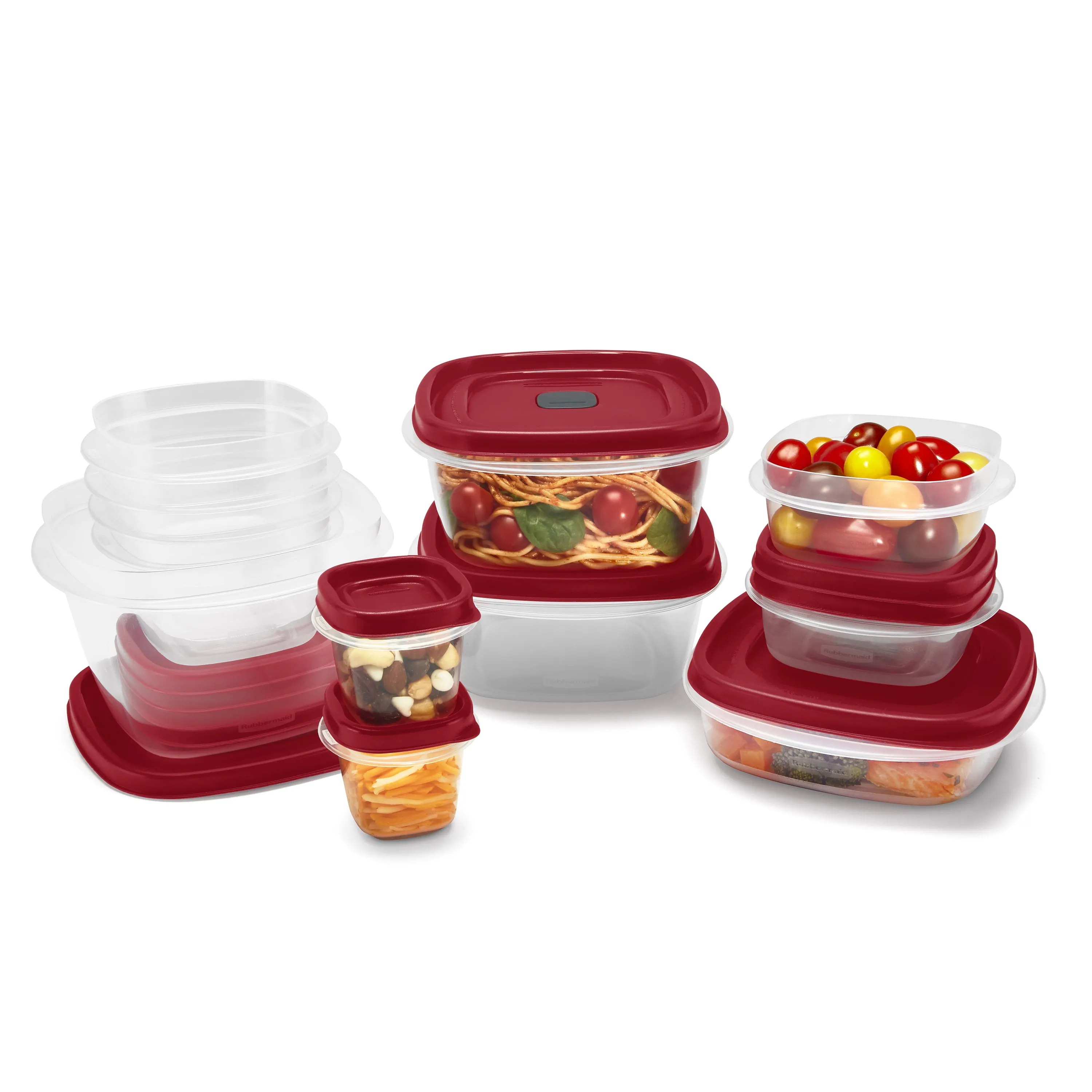 Vented Easy Find Lids Food Storage Containers - 24 Piece Set in Racer Red - Kaedas