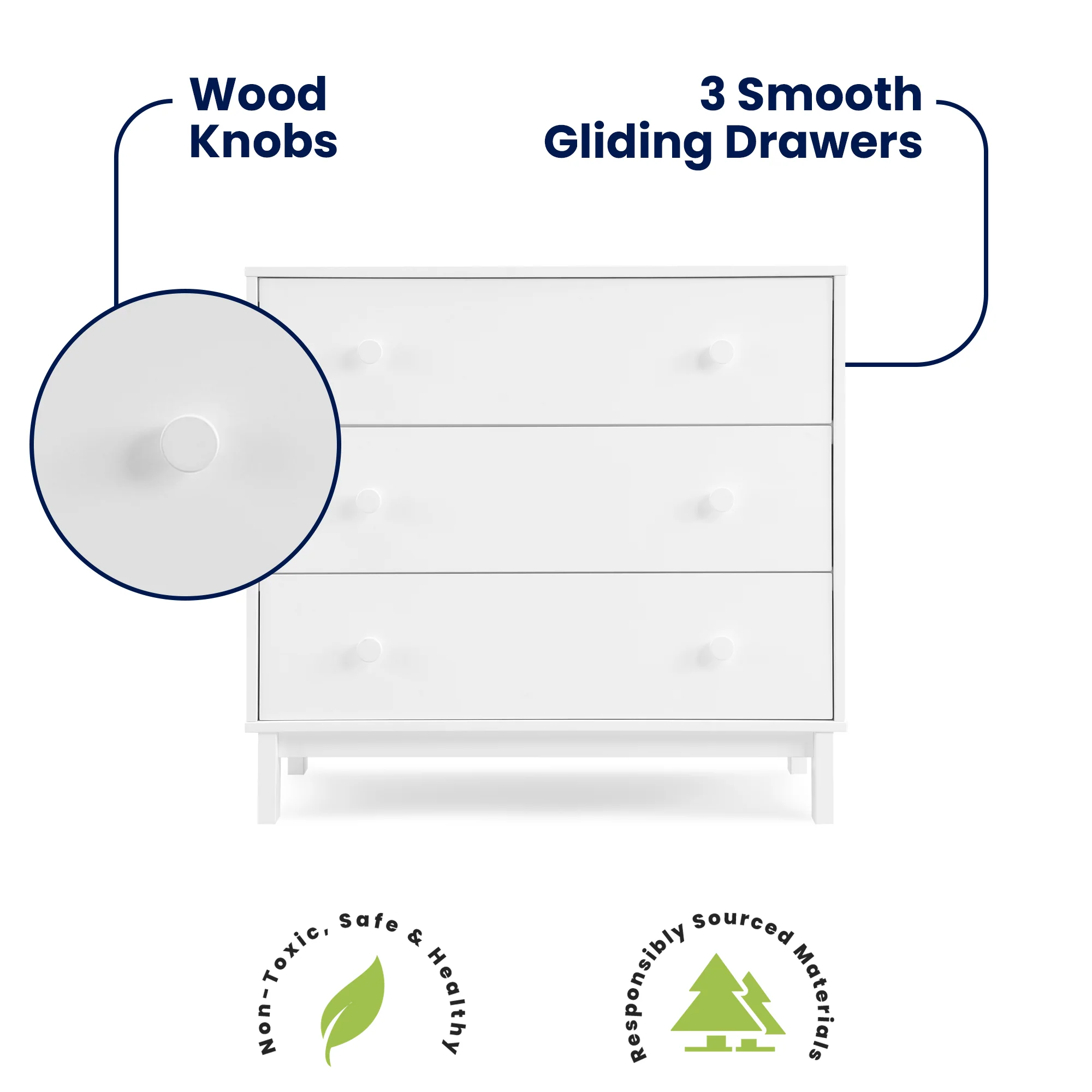 BabyGap Legacy 3 Drawer Dresser With Interlocking Drawers - White - Kaedas