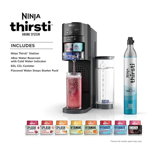 Ninja Thirsti Sparkling Drink System, One Size, Black (See Description) - Kaedas