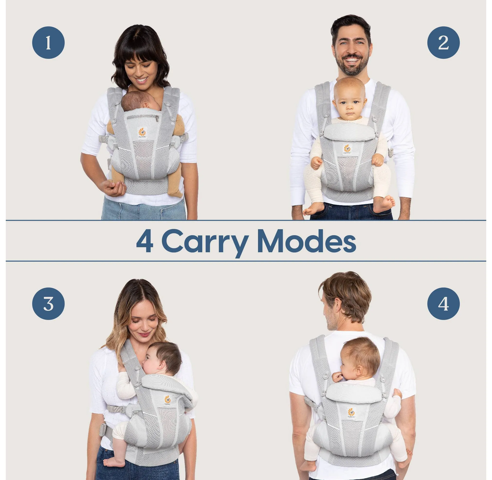 Ergobaby Omni Breeze All-Position Mesh Baby Carrier - Onyx Blooms - Kaedas