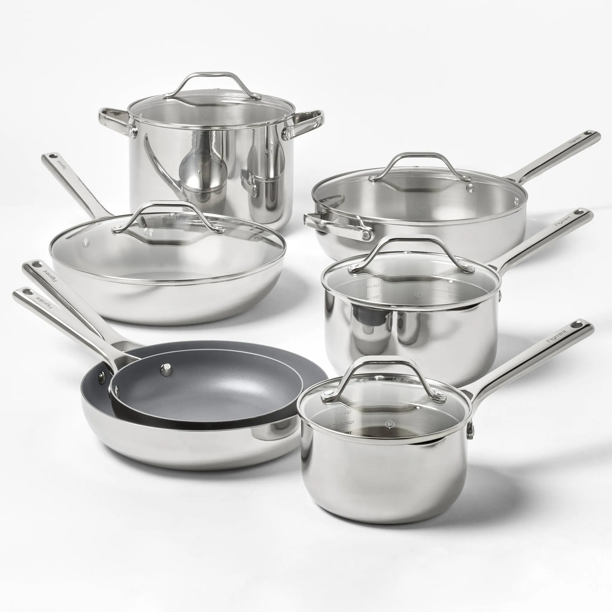 2pc Stainless Steel Ceramic Coated Nonstick Fry pan Set Dark Gray (See Description) - Kaedas