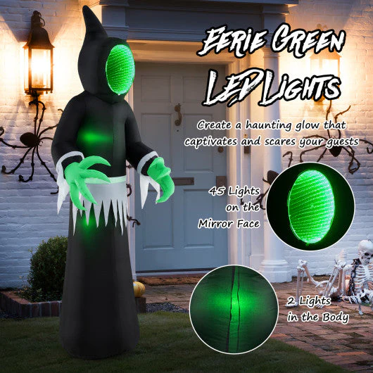 8 Feet Giant Halloween Inflatable Ghost With Built-in LED Lights and Mirror Face - Kaedas