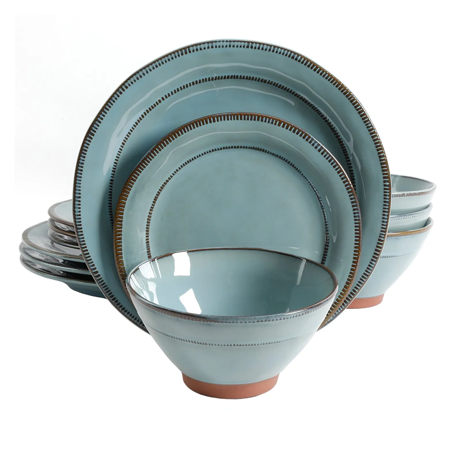 12pc Dinnerware Set - Blue - Kaedas