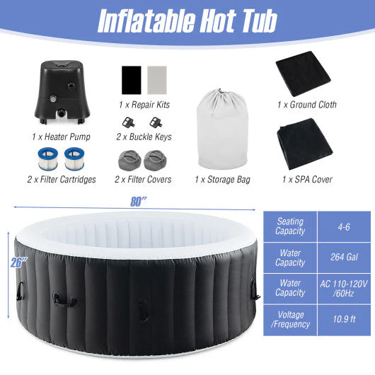 70/80 Inches Round SPA Pool Hottub With 110/130 Air Jets Electric Heater Pump-L - Kaedas
