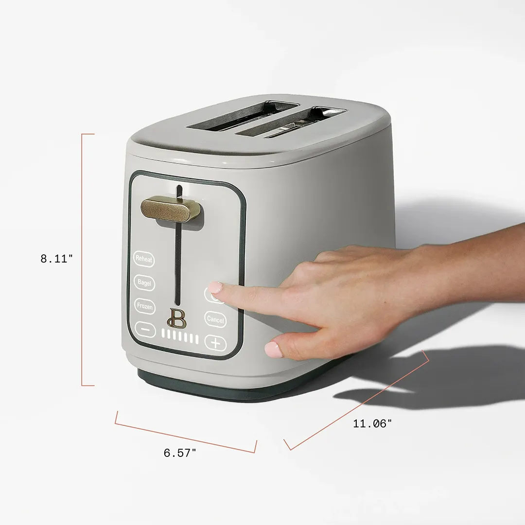 2 Slice Toaster with Touch-Activated Display, White Icing by Drew Barrymore - Kaedas