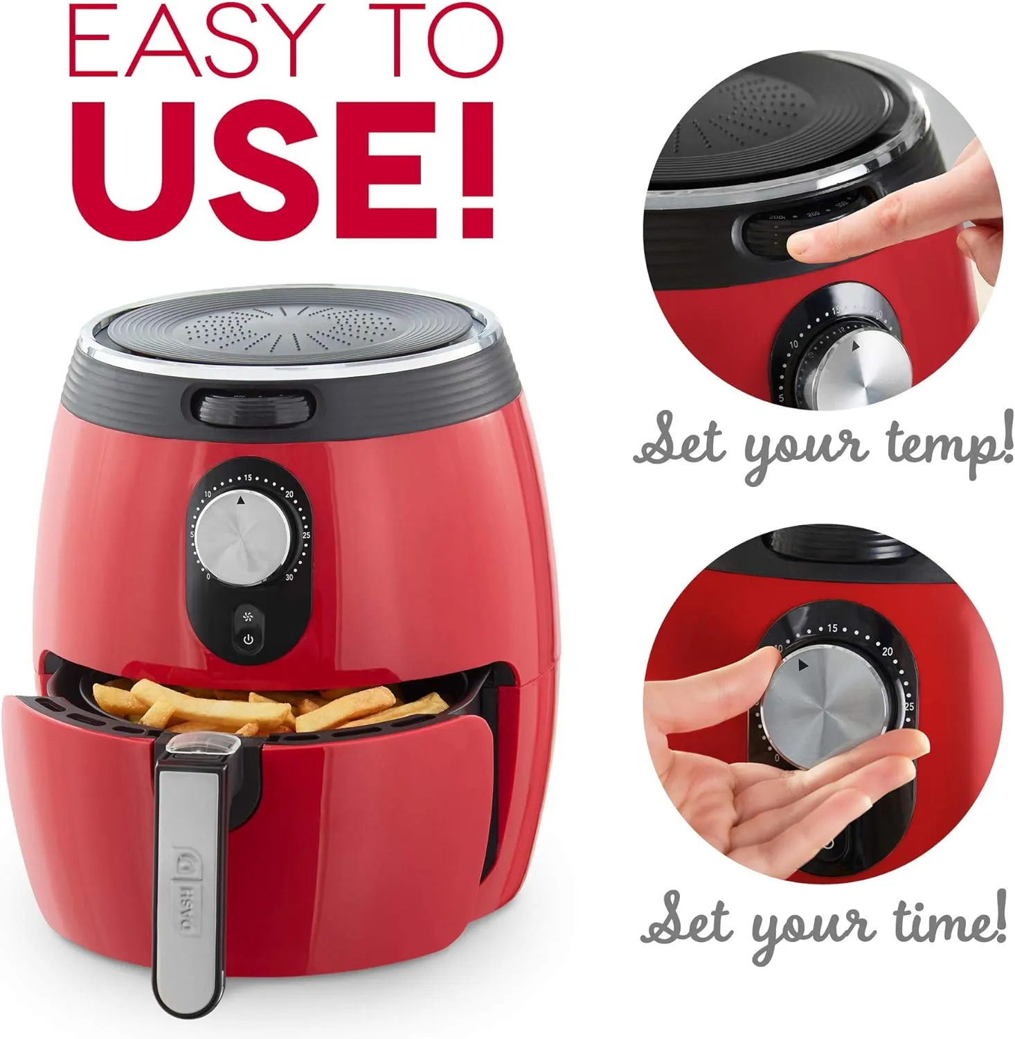 3qt Deluxe Air Fryer - Red - Kaedas