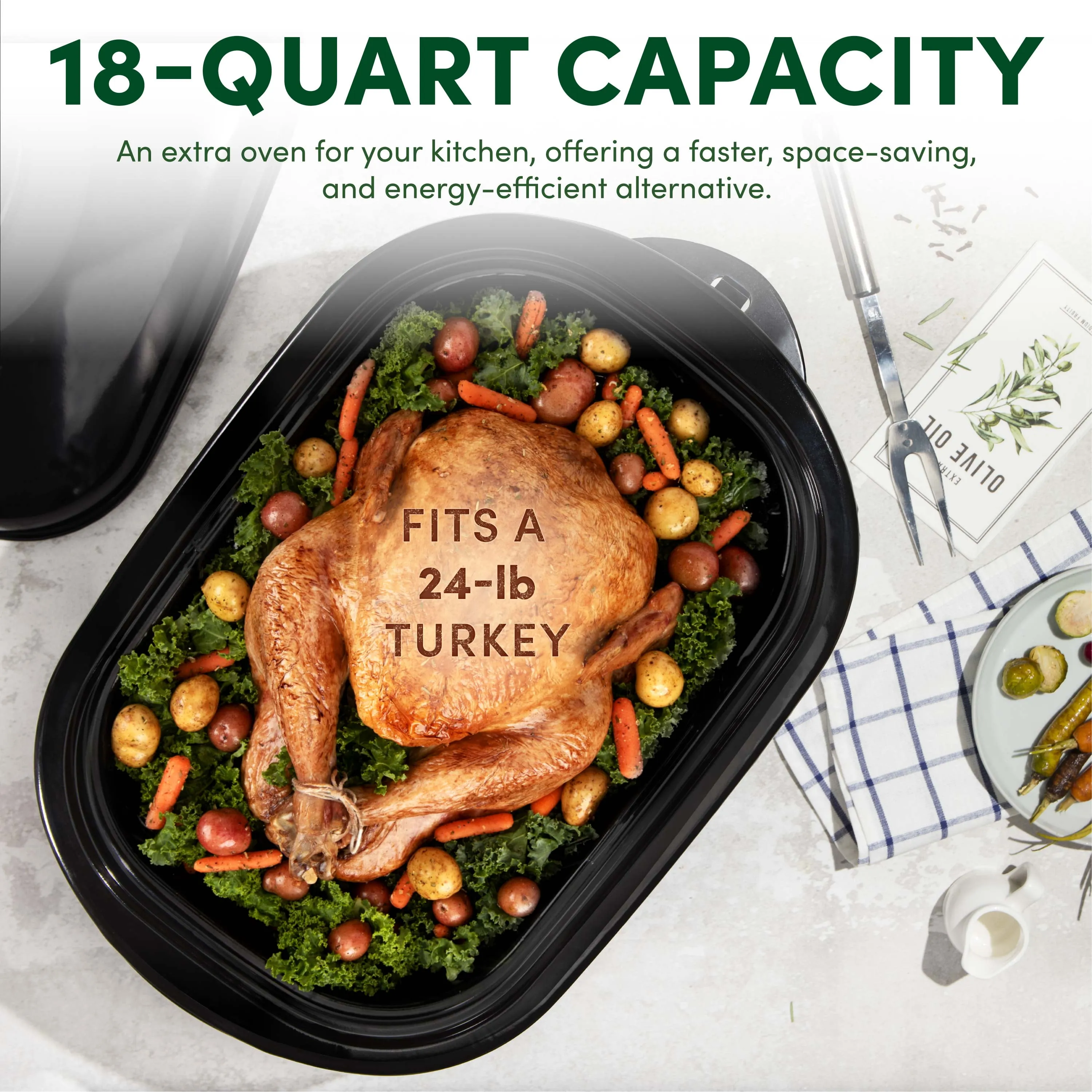 Aroma® 18Qt Electric Roaster Oven with High Dome Lid and Bonded Granite Enamel Pot - Kaedas