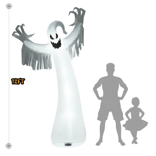 12 Feet Halloween Inflatable Spooky Ghost With Blower and LED Lights - Kaedas