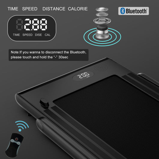 2.25HP 2 in 1 Folding Treadmill With APP Speaker Remote Control-Black - Kaedas