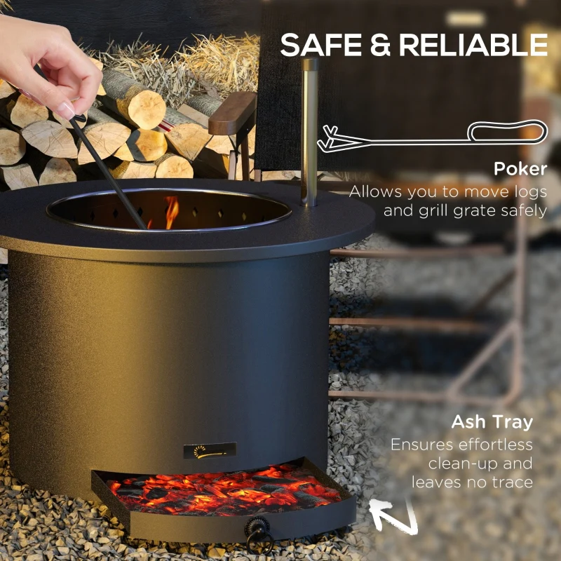 Outsunny 2-in-1 Smokeless Firepit- Black Stainless Steel - Kaedas