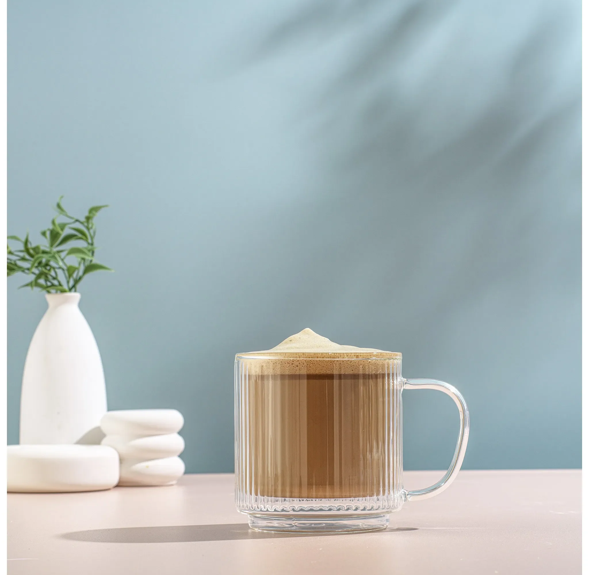 Haven Double Wall Glass Mugs - 13.5 Oz, Stackable Set of 2 - Kaedas