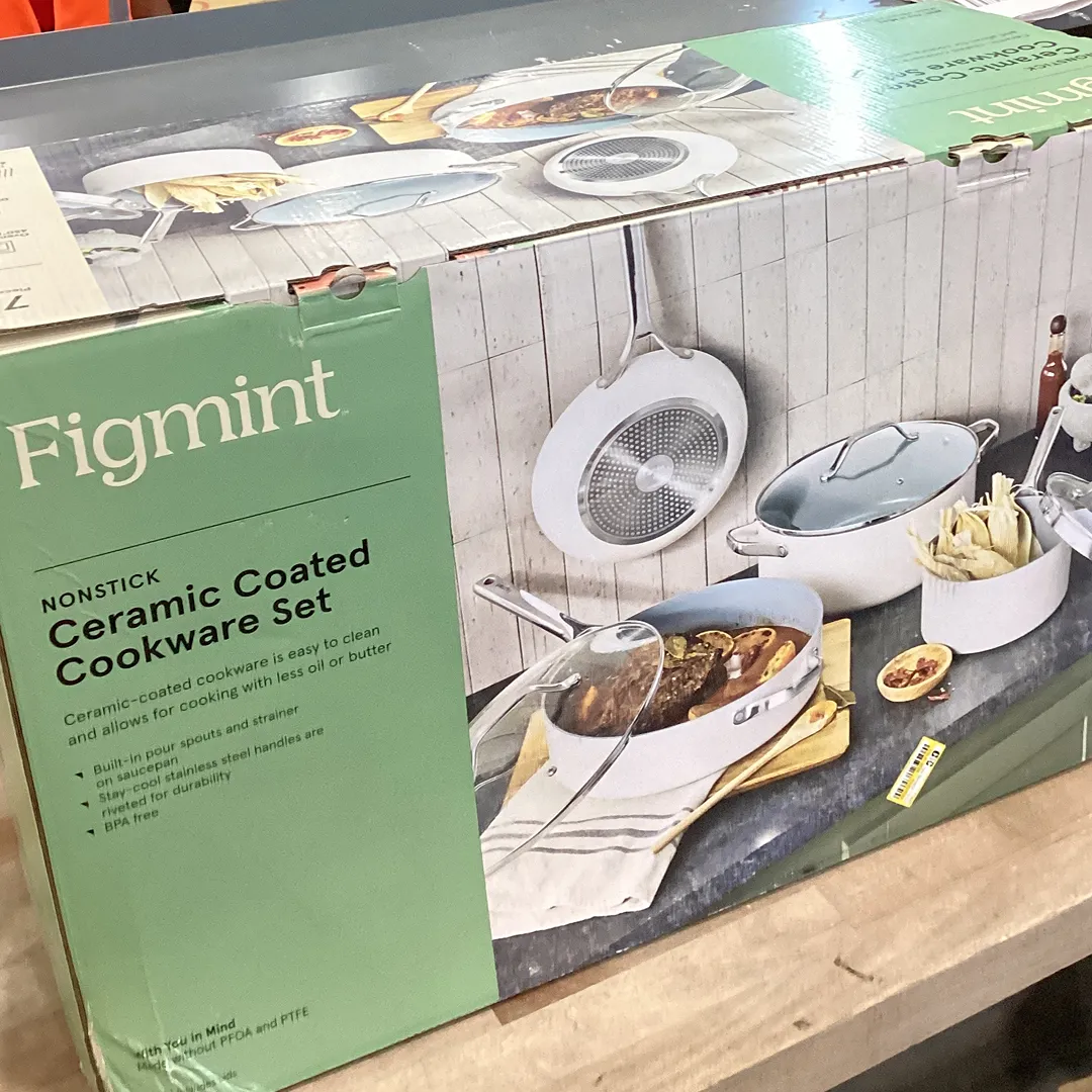 7pc Nonstick Ceramic Coated Aluminum Cookware Set Cream - ™ - Kaedas