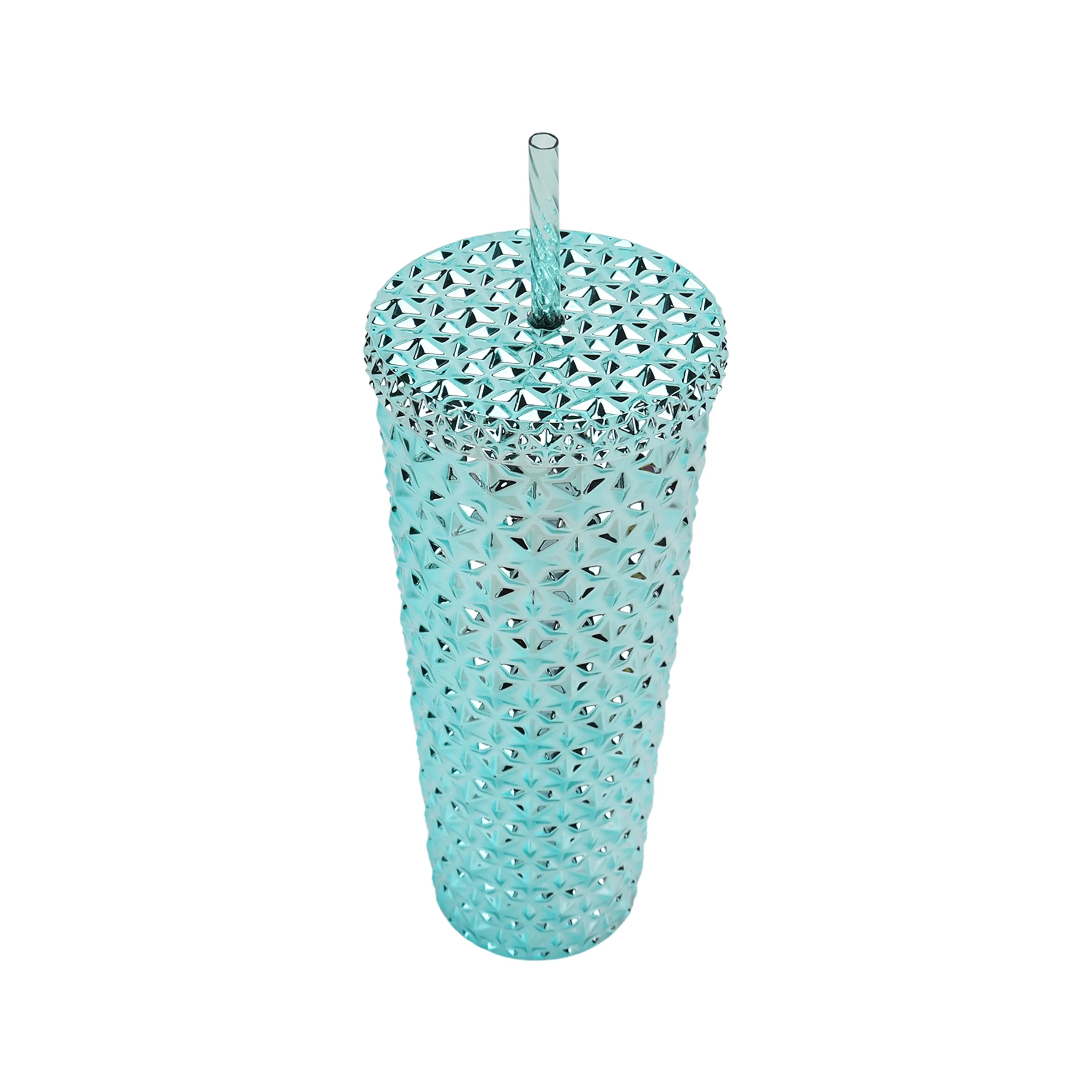 26 oz Plastic Double Wall Insulated Textured Tumbler with Straw - Blue Metallic - Kaedas