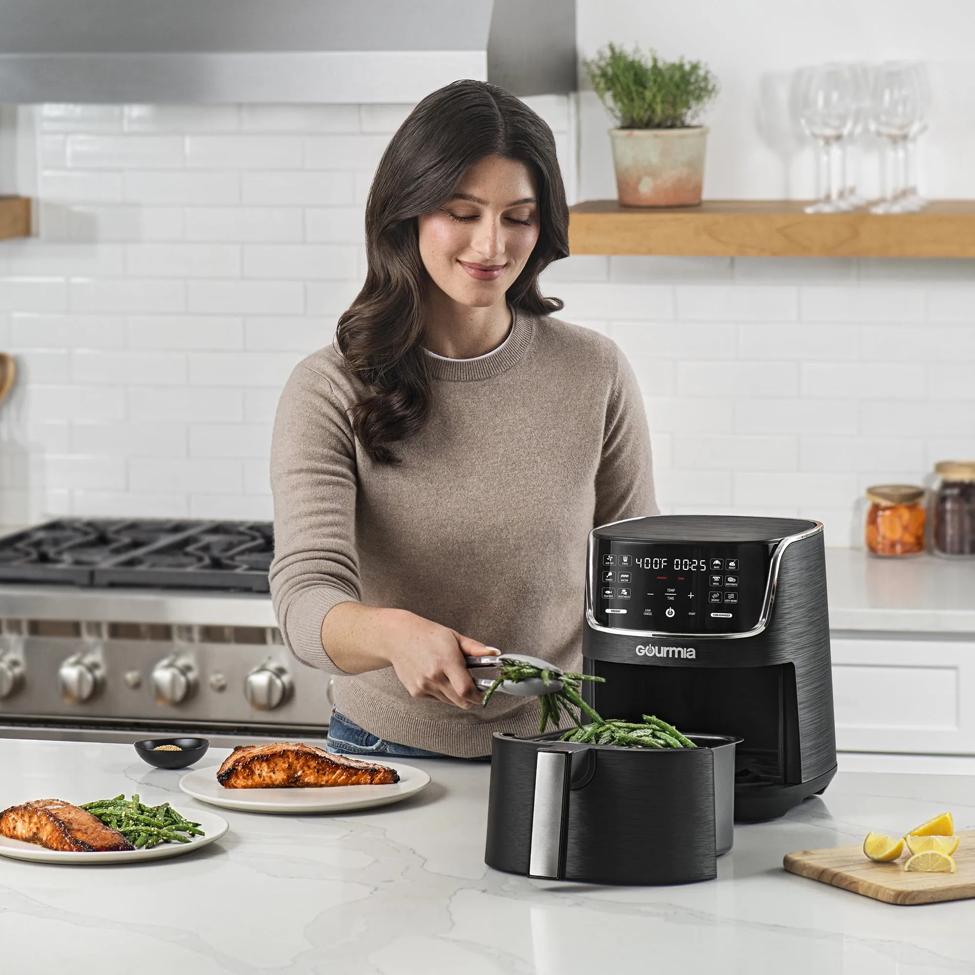 1300W 4-Quart Digital Air Fryer With 12 One-Touch Presets - Black - Kaedas