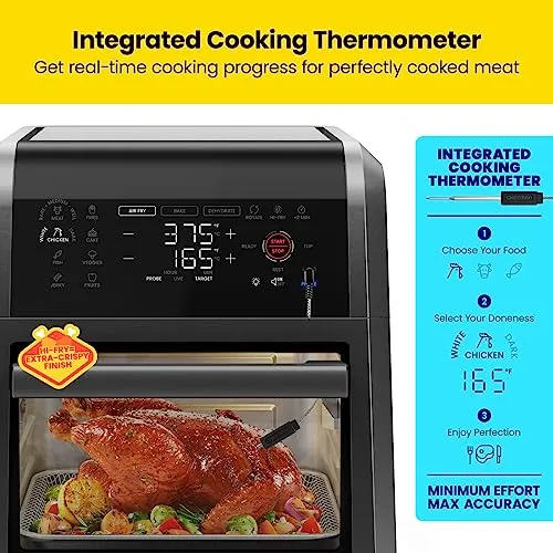 ExacTemp 12 Quart 5-In-1 Air Fryer With Integrated Smart Thermometer - Black - Kaedas