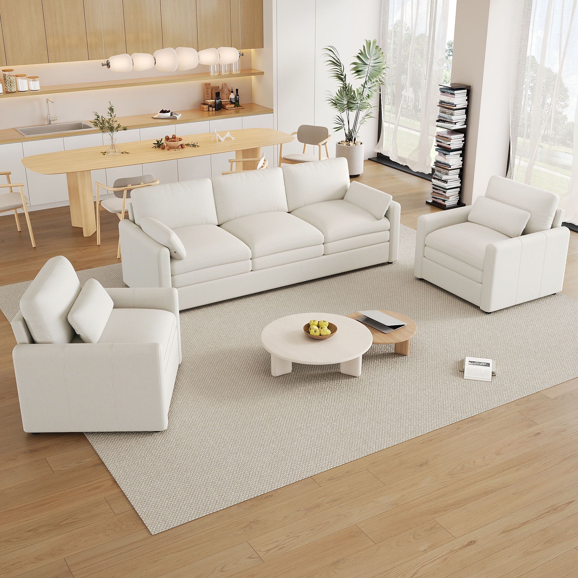 Cloud Sofa Set Couch for Living Room - Beige - Kaedas