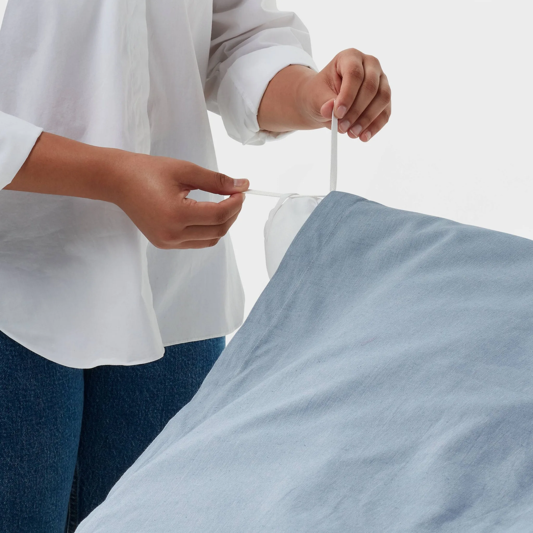 King Cotton Linen Chambray Duvet Cover & Sham Set Blue - Kaedas