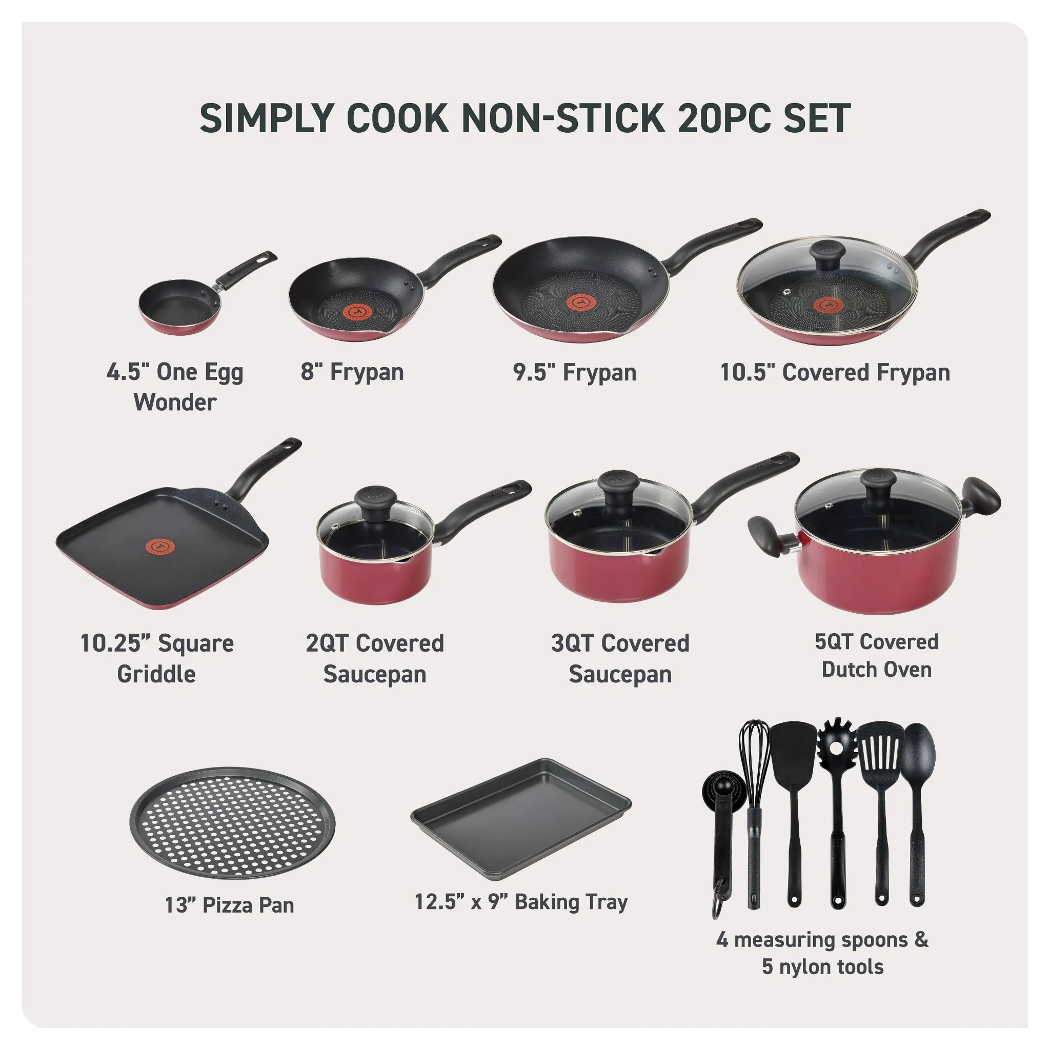 20pc Simply Cook Nonstick Cookware Set With Lids - Kaedas