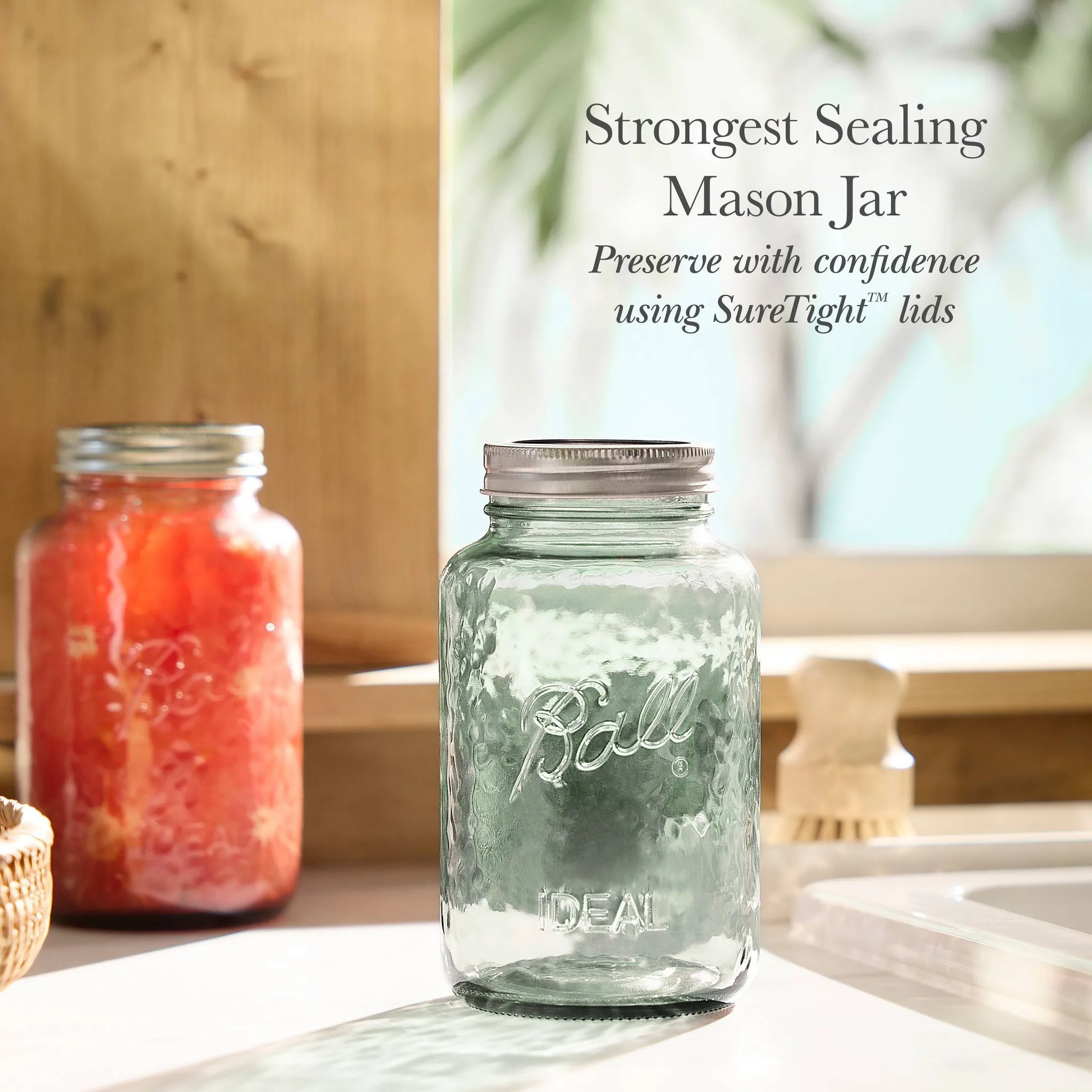 32oz Glass Regular Mouth Mason Jar - Seafoam Green - Kaedas