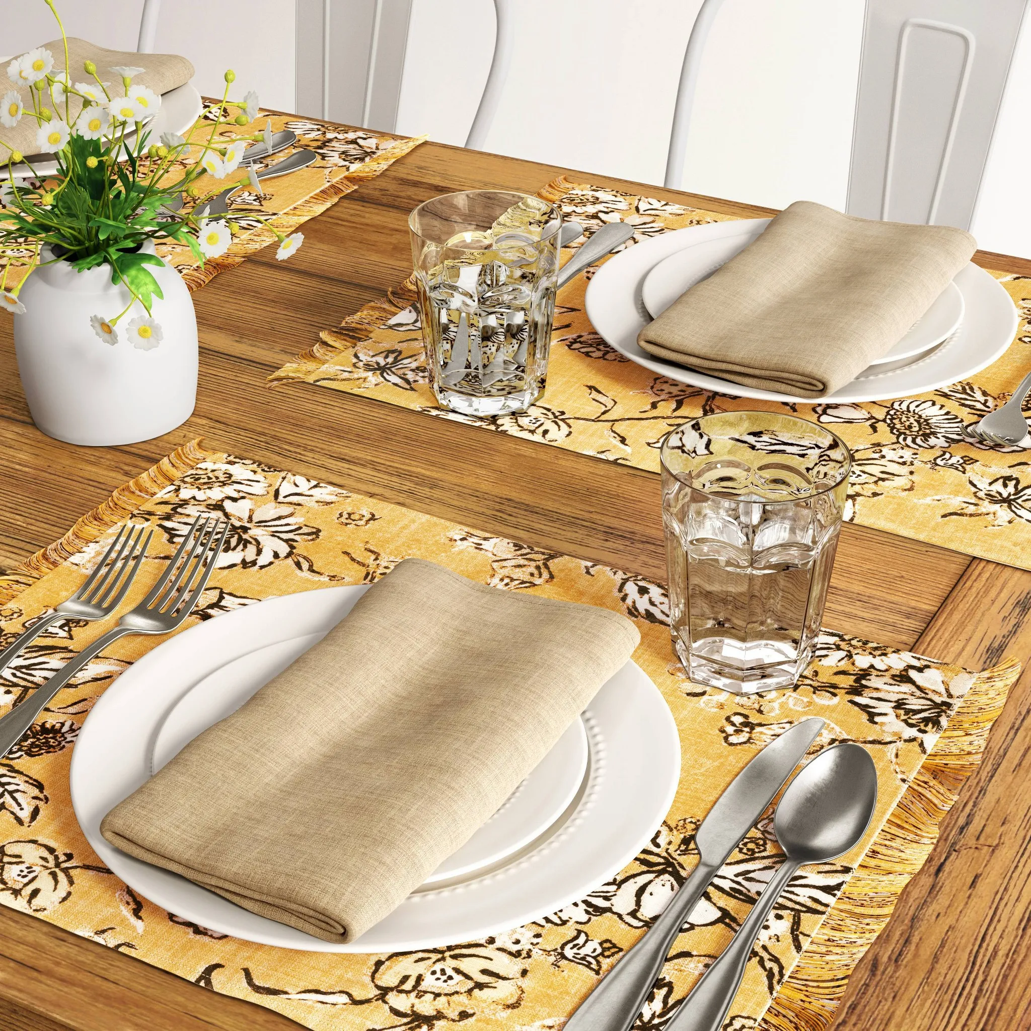Cotton Flower Printed Fused Placemat Yellow - Threshold™ - Kaedas
