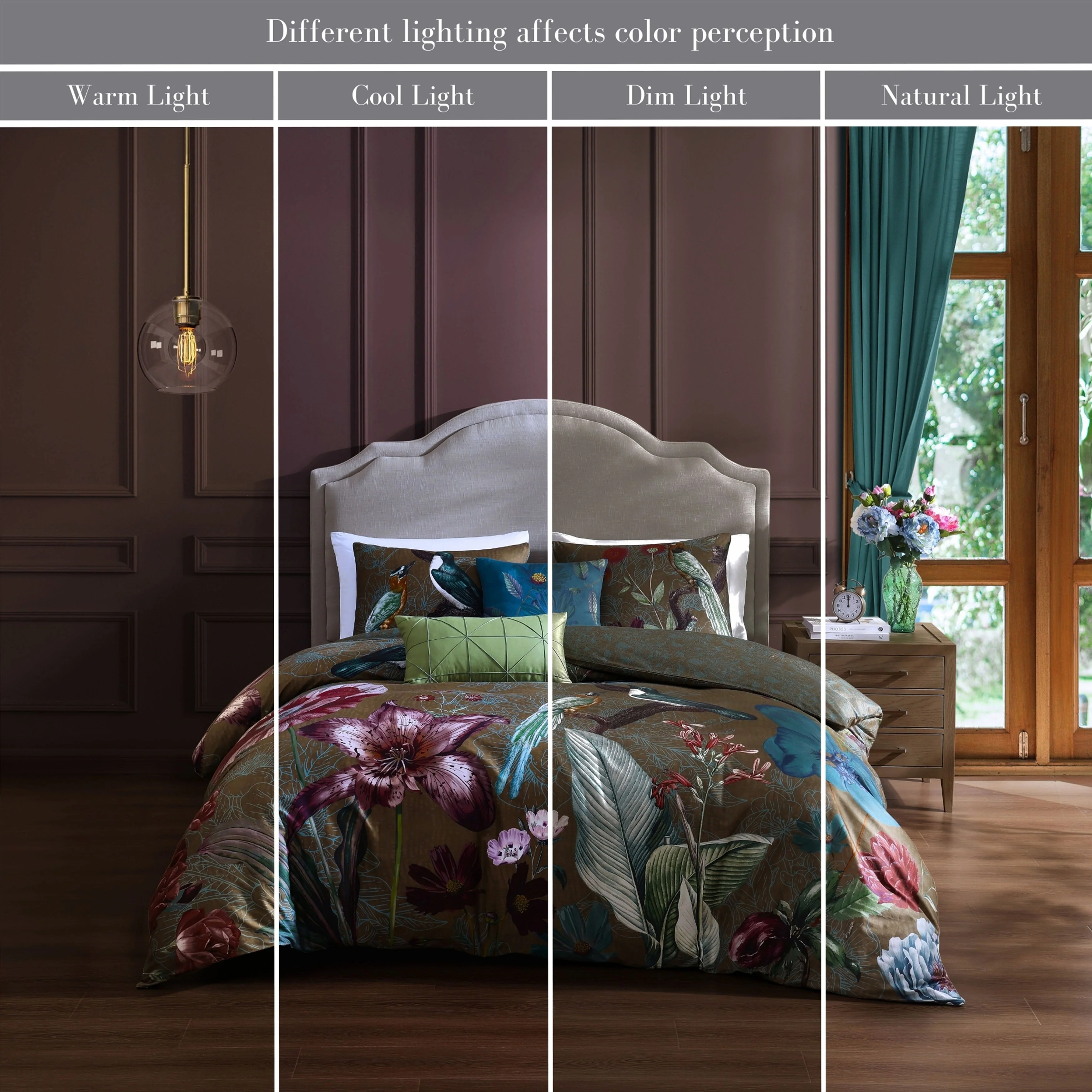 Bebejan Birds on Chocolate Brown 5 Piece Reversible Comforter Set - Kaedas