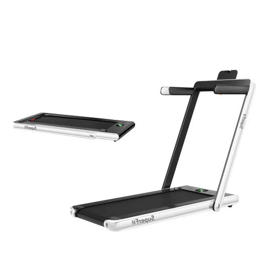 2.25HP 2 in 1 Folding Treadmill With APP Speaker Remote Control-White - Kaedas