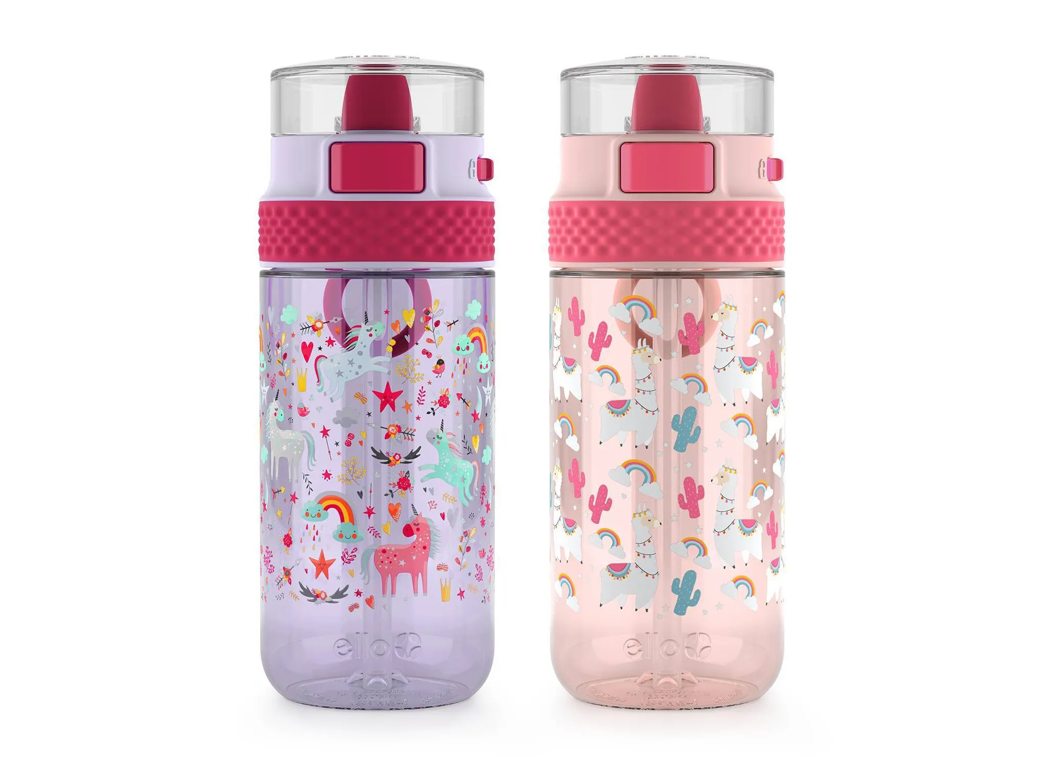 Stratus 16oz 2-Pack Plastic Kids' Water Bottles - Pink/Purple - Kaedas