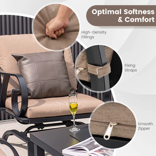 5 Pieces Patio Rocking Chairs and 4-in-1 Fire Pit Table With Fire Poker - Kaedas