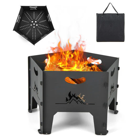 19 Inches Collapsible Portable Plug Fire Pit With Storage Bag - Kaedas