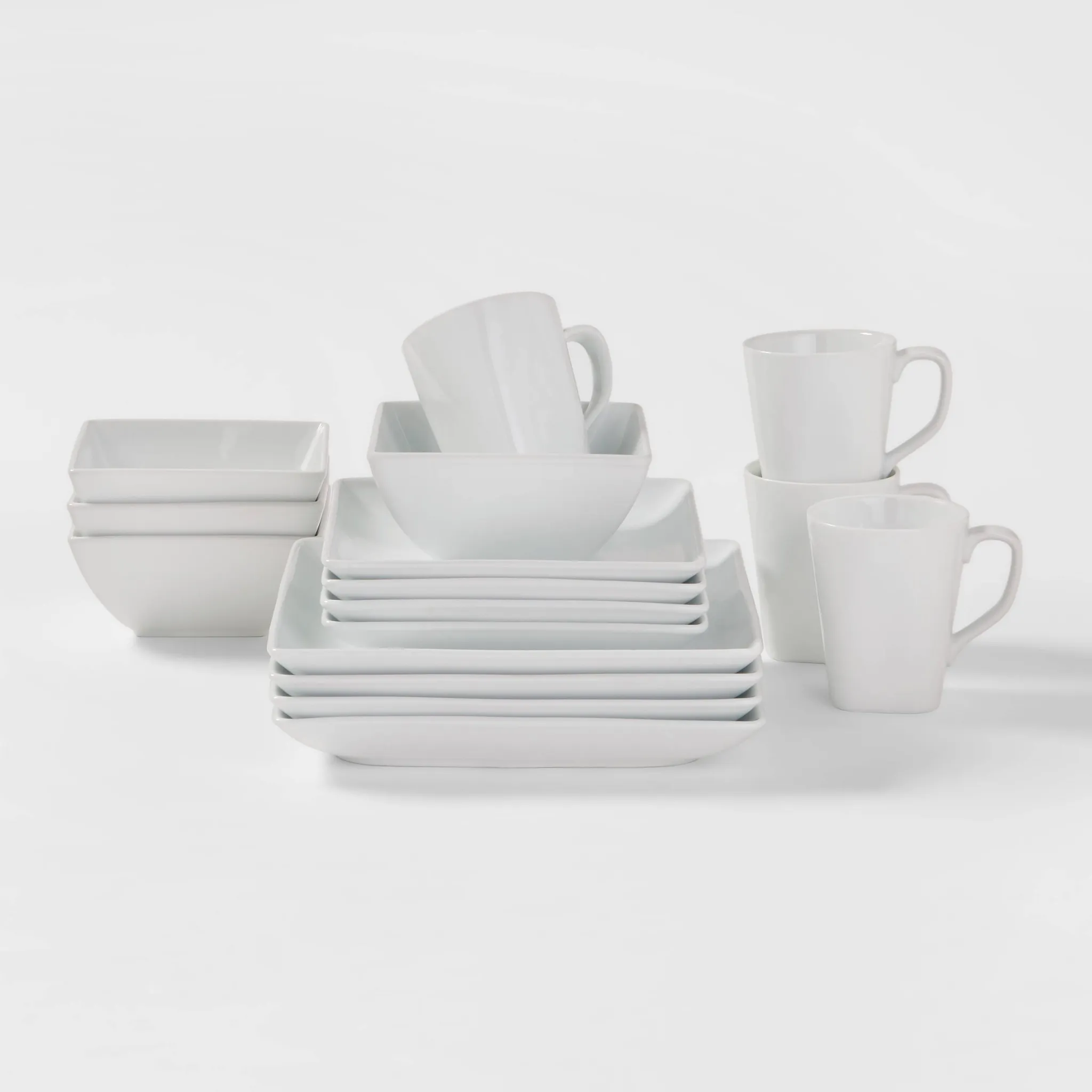 16pc Porcelain Square Rim Dinnerware Set - Kaedas