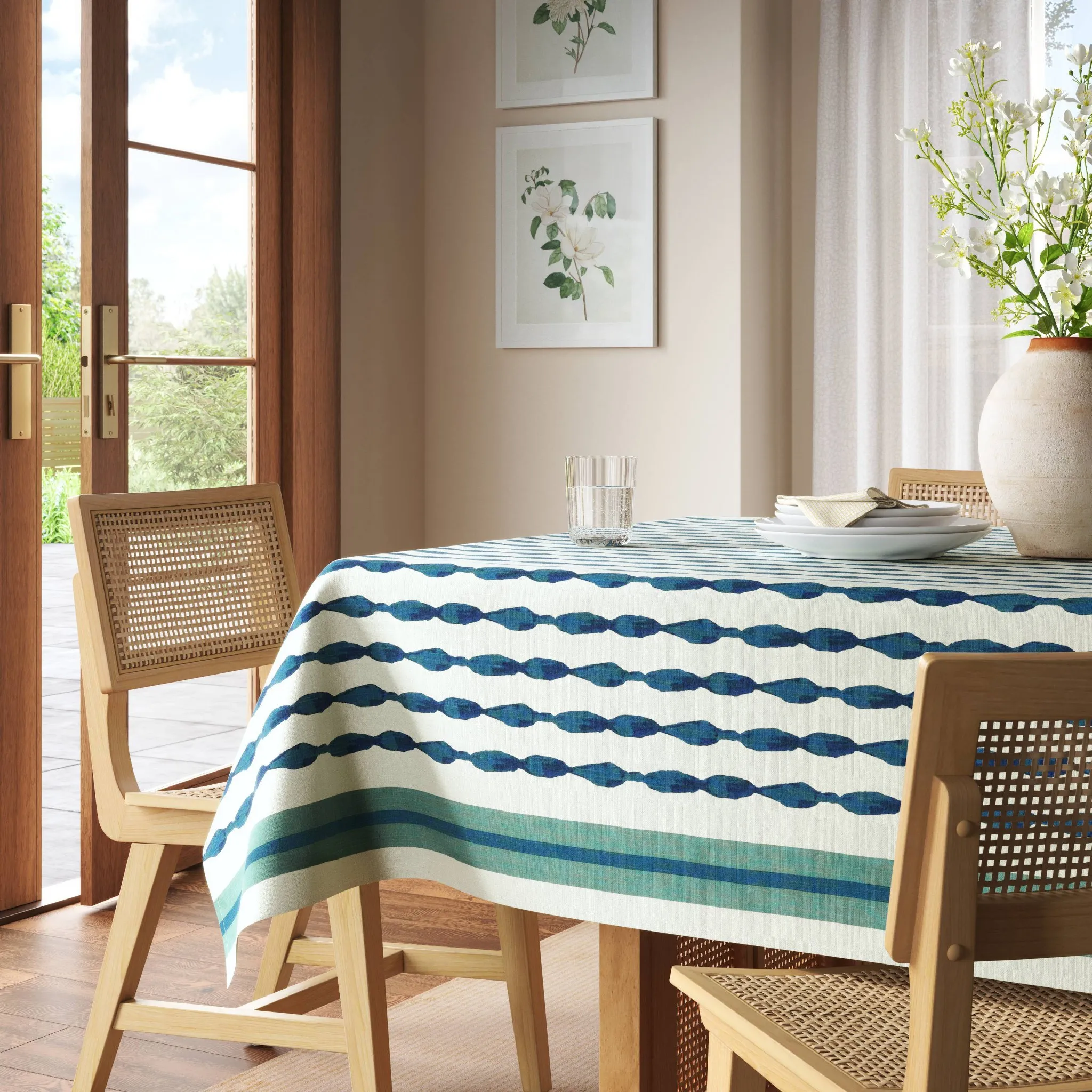 Coastal Tablecloth Blue Striped - Kaedas